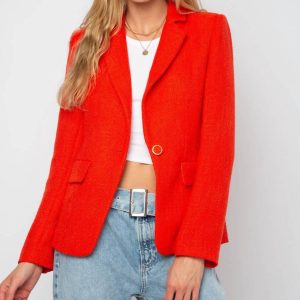 Simone Damen-Tweedblazer – Koralle