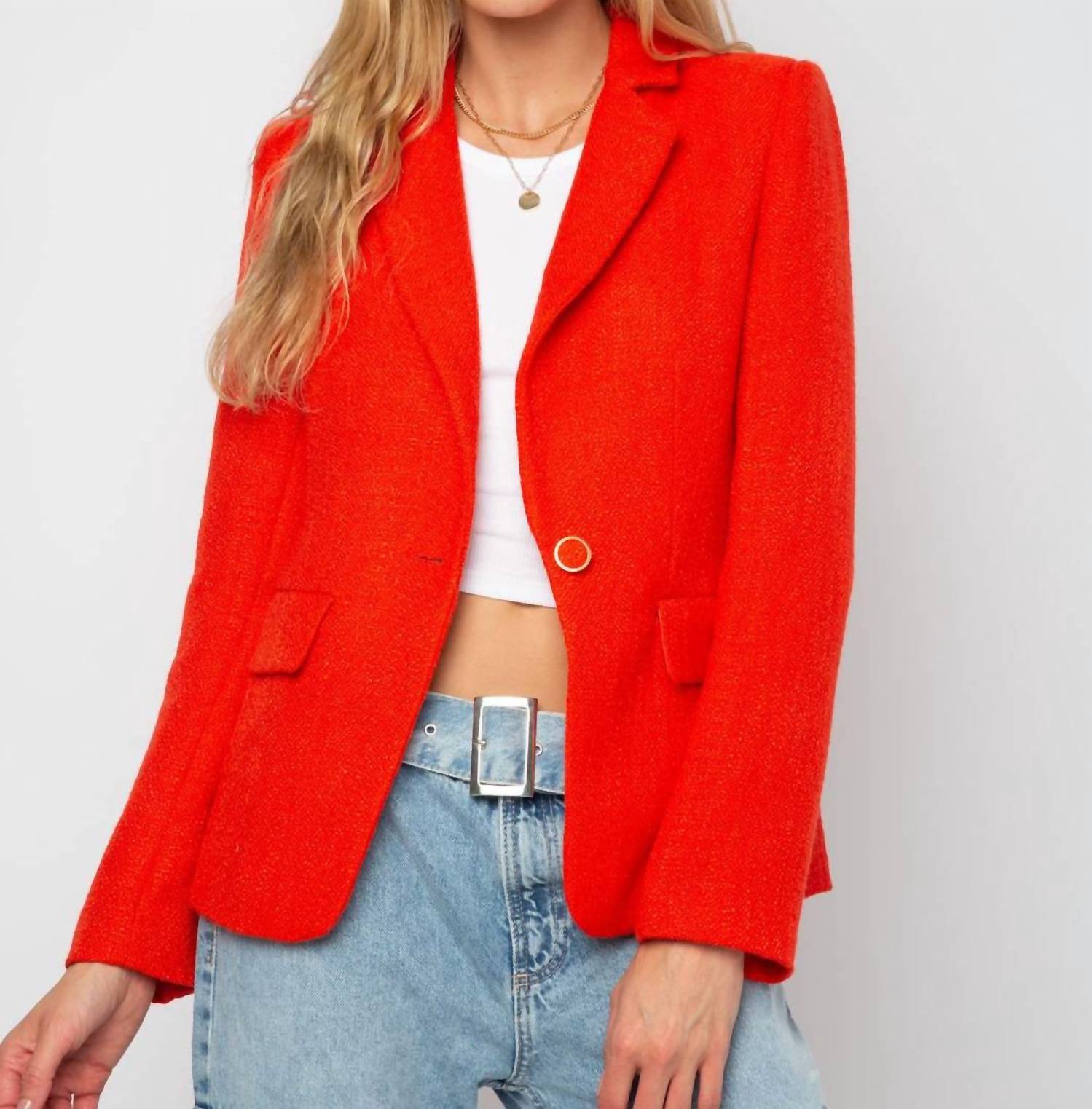 Simone Damen-Tweedblazer – Koralle