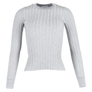 Altuzarra taillierter langärmeliger Rippstrickpullover aus grauer Wolle