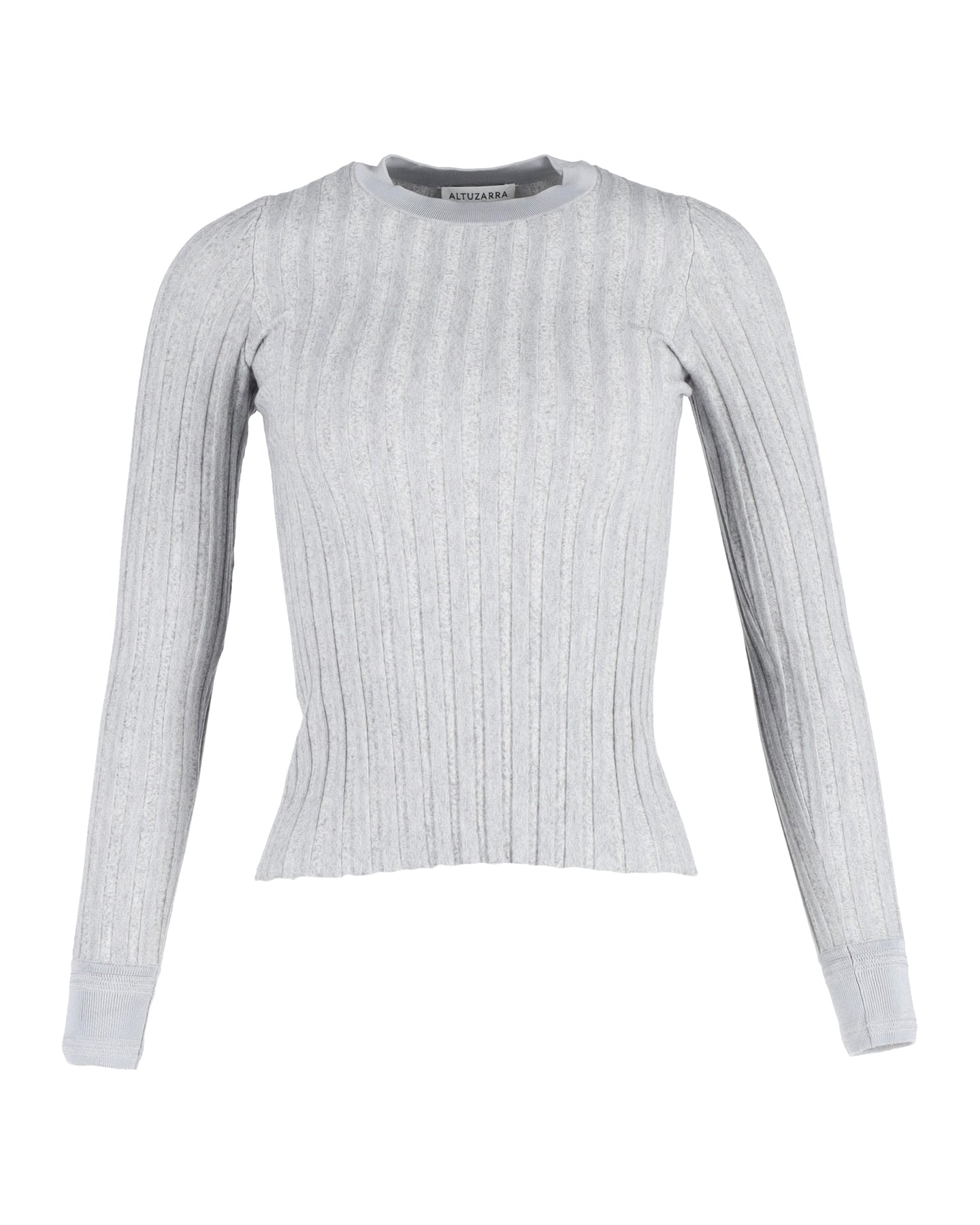 Altuzarra taillierter langärmeliger Rippstrickpullover aus grauer Wolle