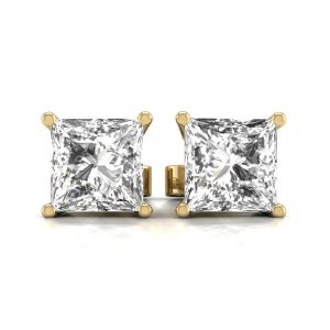 Diana M Lab 14KT YG 1/2ct TW LGD Princess Ohrring