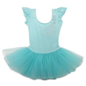 Mintfarbenes Tutu-Ballettkleid für Mädchen mit Strass und Schleifendetail – S (9–24 Monate) bis XL (6–8)