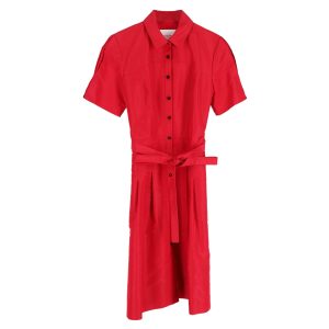 Carolina Herrera Polo-Midikleid aus roter Baumwolle