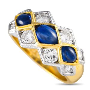Adler Ring mit Diamanten und Saphir aus 18 K Weiß- und Gelbgold, 0,80 ct – AD33-051524