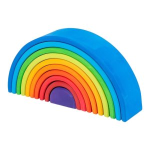 10 gebeizte Holz-Regenbogen-Stapelpuzzle-Bausteine in Sonnenuntergangsfarben
