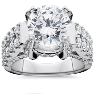 Zertifizierter Vintage-Verlobungsring mit im Labor gezüchteten Diamanten, 4,50 ct, 14 K Weißgold