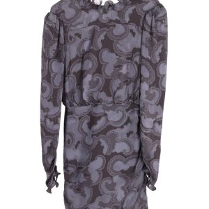 Saloni Rina B Jacquard-Minikleid aus marineblauer Seide mit Rüschen