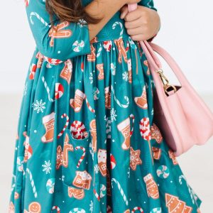 Gingerbread House Kleid mit schwingendem Rock – Taschen
